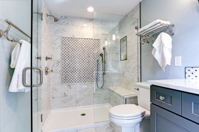 Shower Enclosure with Modern Fixtures